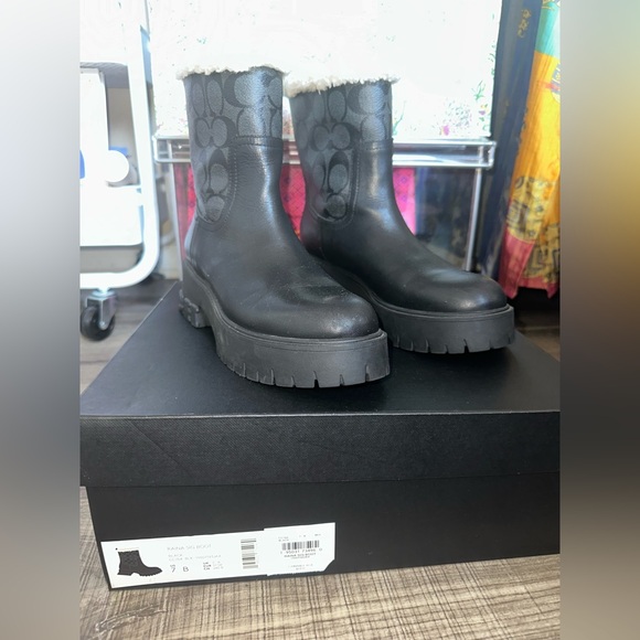 COACH Raina Boot In Signature Jacquard - Black - Size 7 - Picture 2 of 11